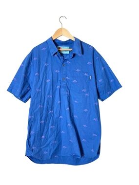 Chubbies Hawaiian Aloha Shirt L Partial Button Up Stretch Vacation Resortwear